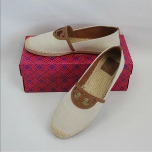 Tory Burch Women's Natural & Tan Sidney Espadrille Flats Size 9.5